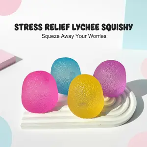 Transparent Beaded Lychee Squishy Toys for Indoor Leisure, Perfect Desktop Accessory for Afternoon Tea at Home, Stress Relief Gift for Adults & Kids