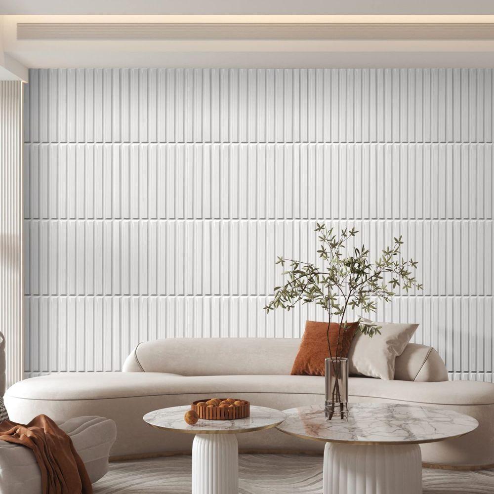 FLOLEOPA PVC Plastic 3D Wall Panels, Waterproof and Fire-Resistant, 11.8x11.8 inches, Approx. 1mm Thickness. Ideal for Living Rooms, Bedrooms, Hotels, Offices, Game Rooms, and TV Feature Walls. Modern Home Decor Vinyl. Includes Installation Accessories.