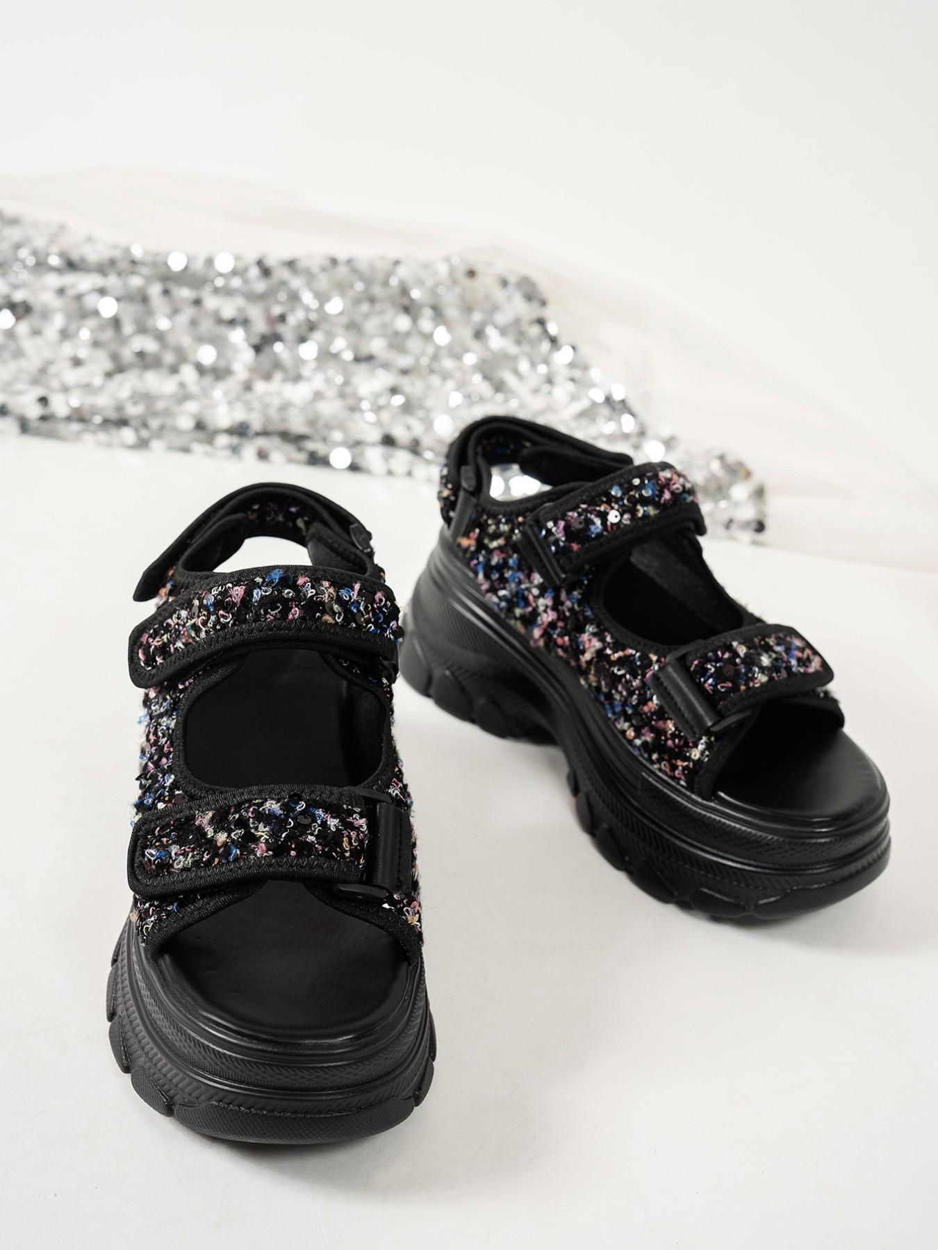 Vintage Artistic Colorful Thick Sole Sandals, Mixed Yarn Chunky Flower Design, Artisanal Style, Comfortable Summer Footwear