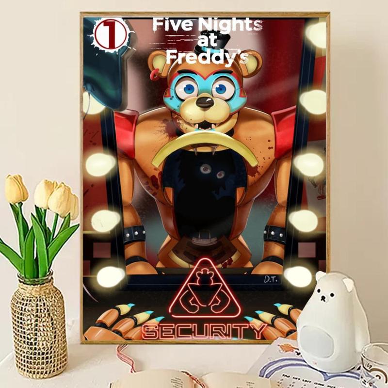 Five N-nights at Freddy's Poster Sticky Wall Art Printing Waterproof Modern Aesthetic Home Living Bedroom Decor Trendy Room Decoration Gift Durable High Quality