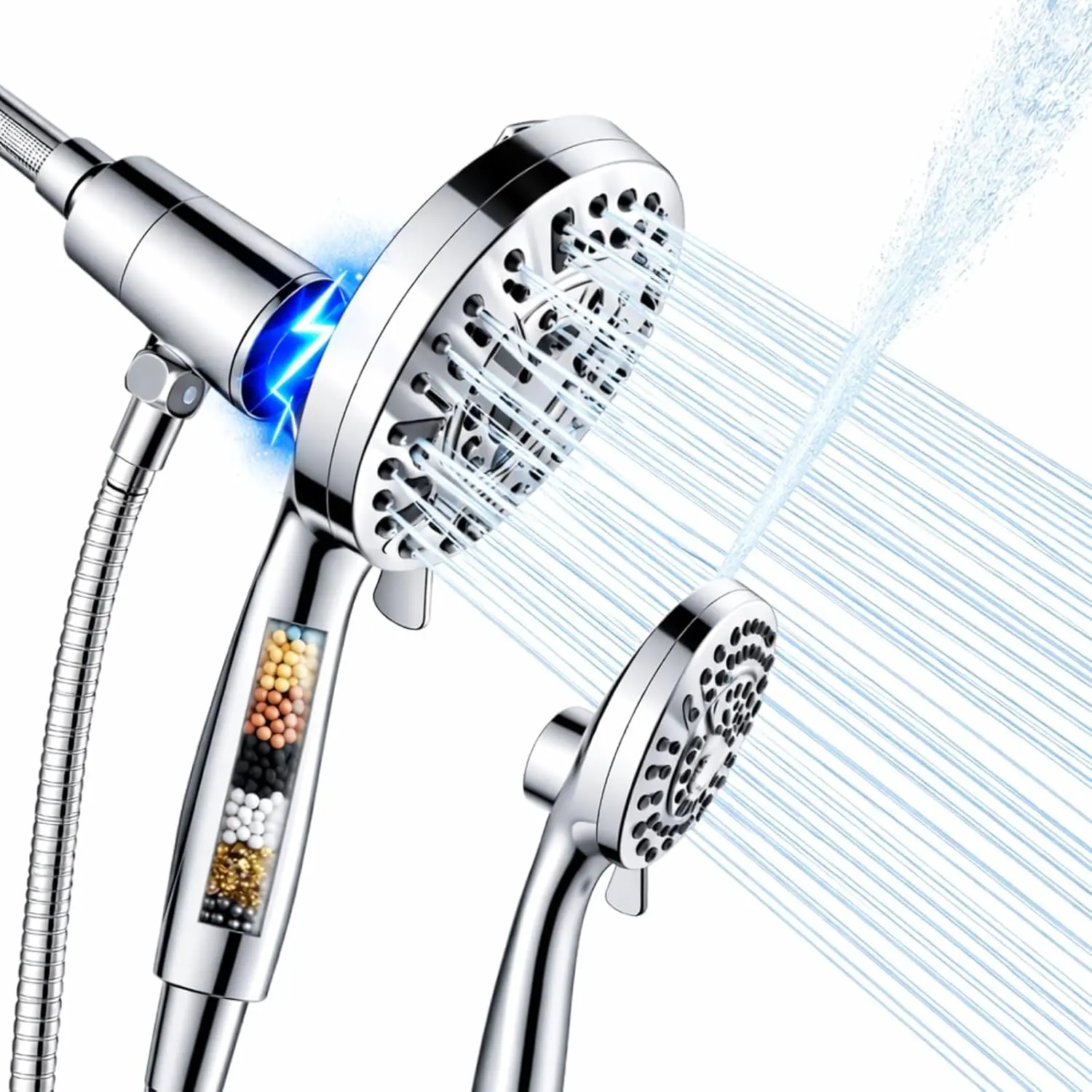 Handheld Shower  with Filter, High  10--Mode Detachable Shower  with 60-Inch Hose,  Hand Held Shower  for Low Water (,)