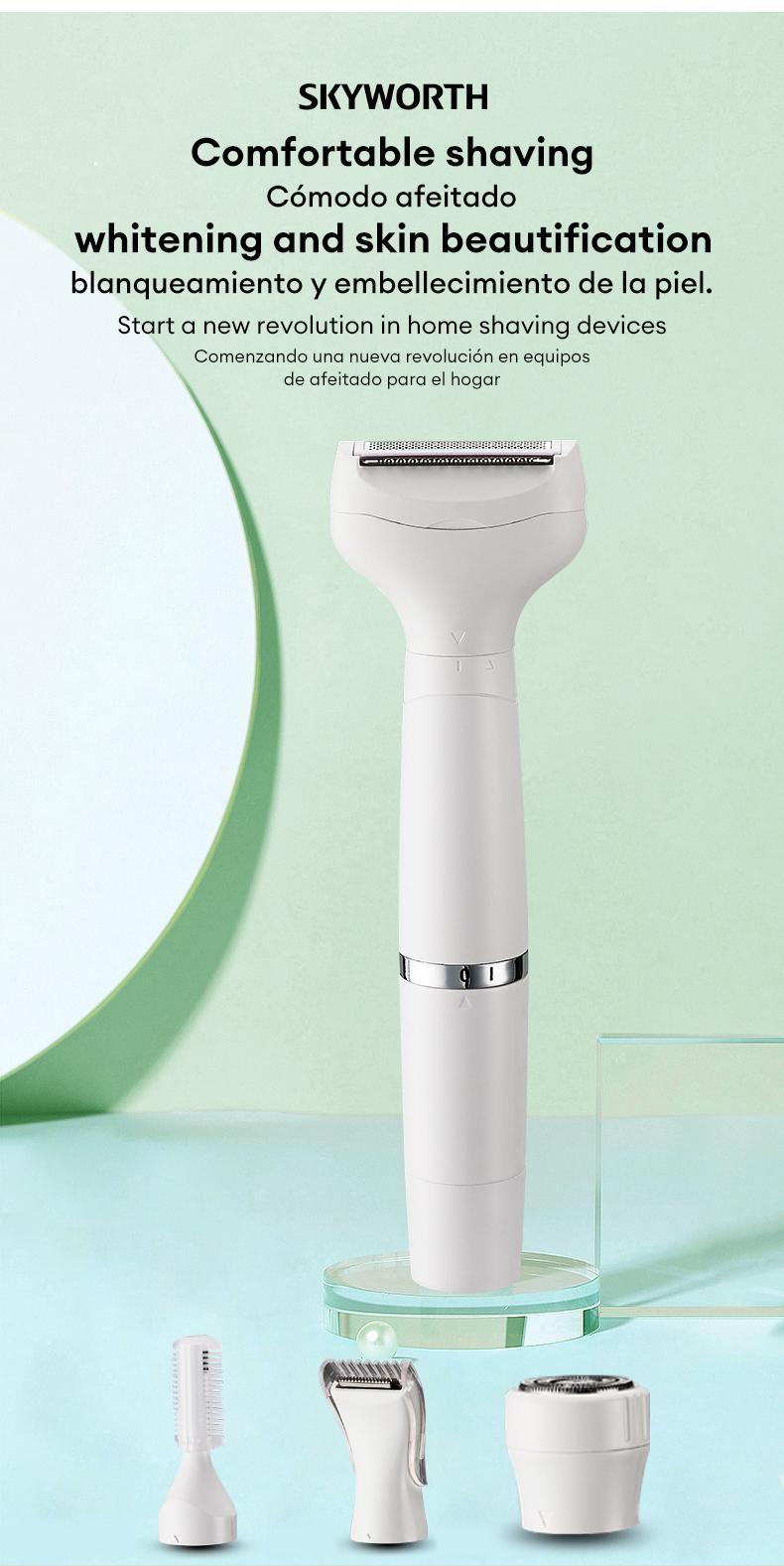 Skyworth Electric Trimmer for Man & Women, Rechargeable 4 in 1 Body & Facial Hair Removal, Waterproof Wet & Dry Use Precise Safe Trimmer