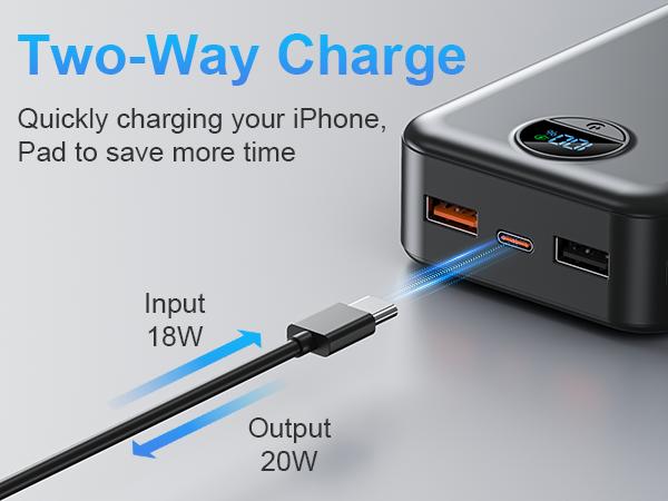 Summerwins 20000mAh Portable Power Bank - Compact, 22.5W Max Fast Charging, Built-in Wall Charger, Foldable AC Plug, Built-in Cable for iPhone 15 Series, Galaxy, USB-C Android Smartphones, Devices, Travel Use detail 5