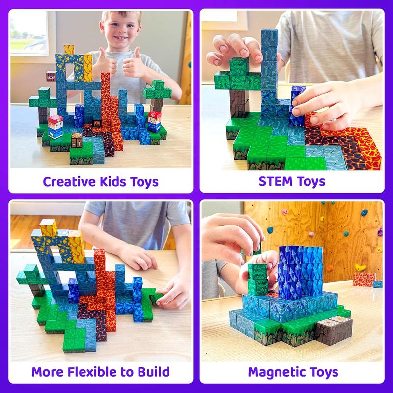 100PCS-Magnetic Building Blocks with Storage Bag STEM Montessori Toys Gift Build Mine Magnet World Classroom Must Haves