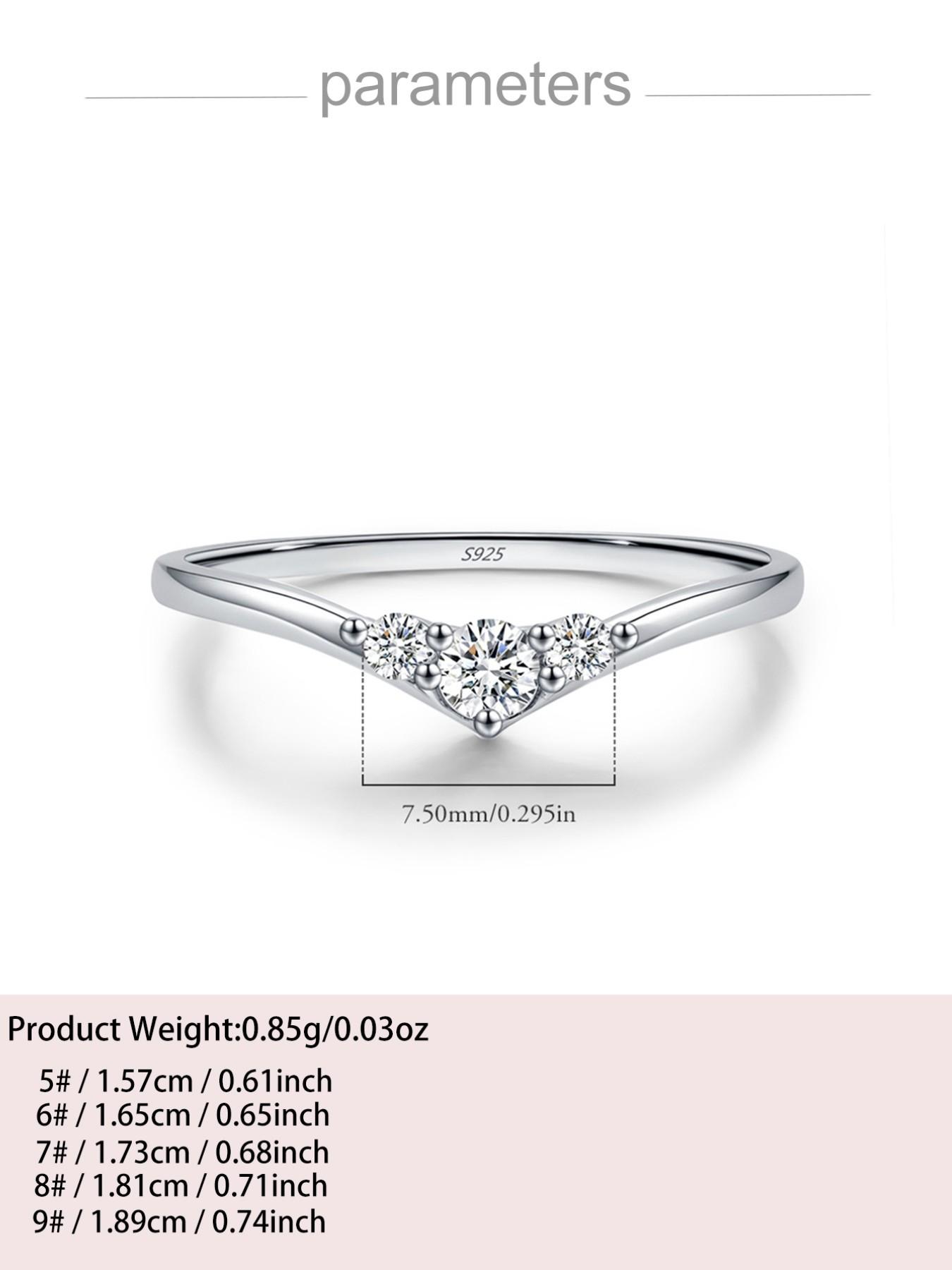 S925 Sterling Silver Moissanite Gemstone Ring, Stackable Design, Women's Everyday Luxurious Versatile Jewelry, Birthday Anniversary Valentine's Day Gift, Gift Ready