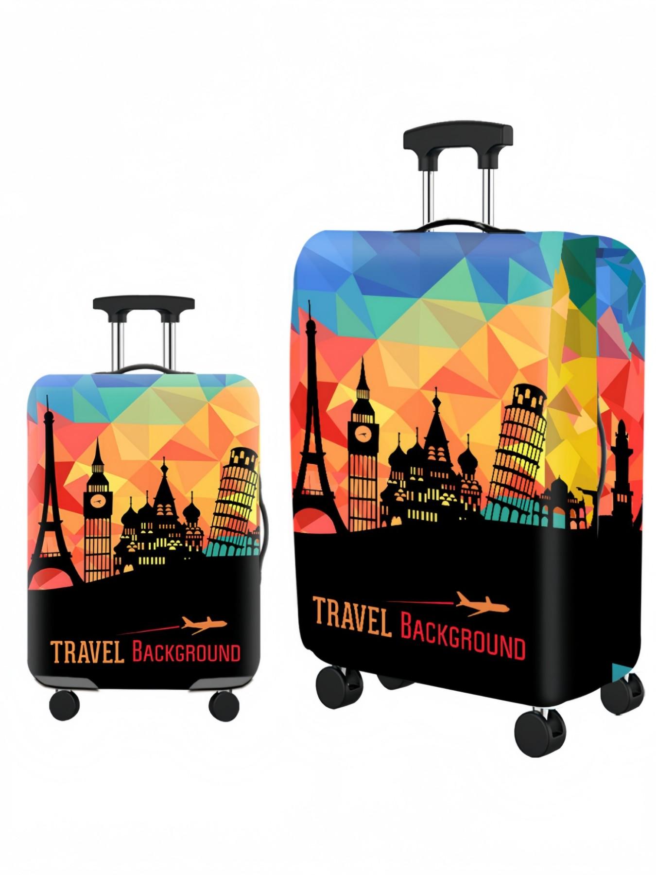 Luggage Cover, Travel Case Cover, Suitable for 18-32 inch Luggage, Outdoor Travel, Business Style, Stylish Pattern, Unisex Travel Accessory, Polyester Luggage Elastic Dust Cover, Ideal for Back-to-School Students, Outdoor and Holiday Travel, Luggage Prote