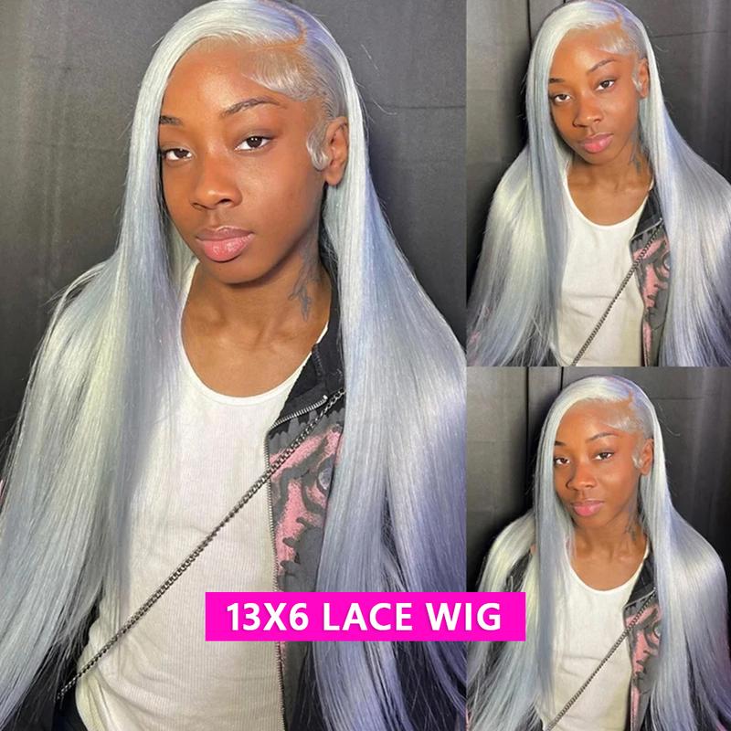 Bling Hair Silver Grey Color Straight 13x4 Lace Front Wig Human Hair Brazilian Transparent Lace 13x6 Frontal Wigs For Women Human Hair Preplucked  #TikTokShopBlackFriday