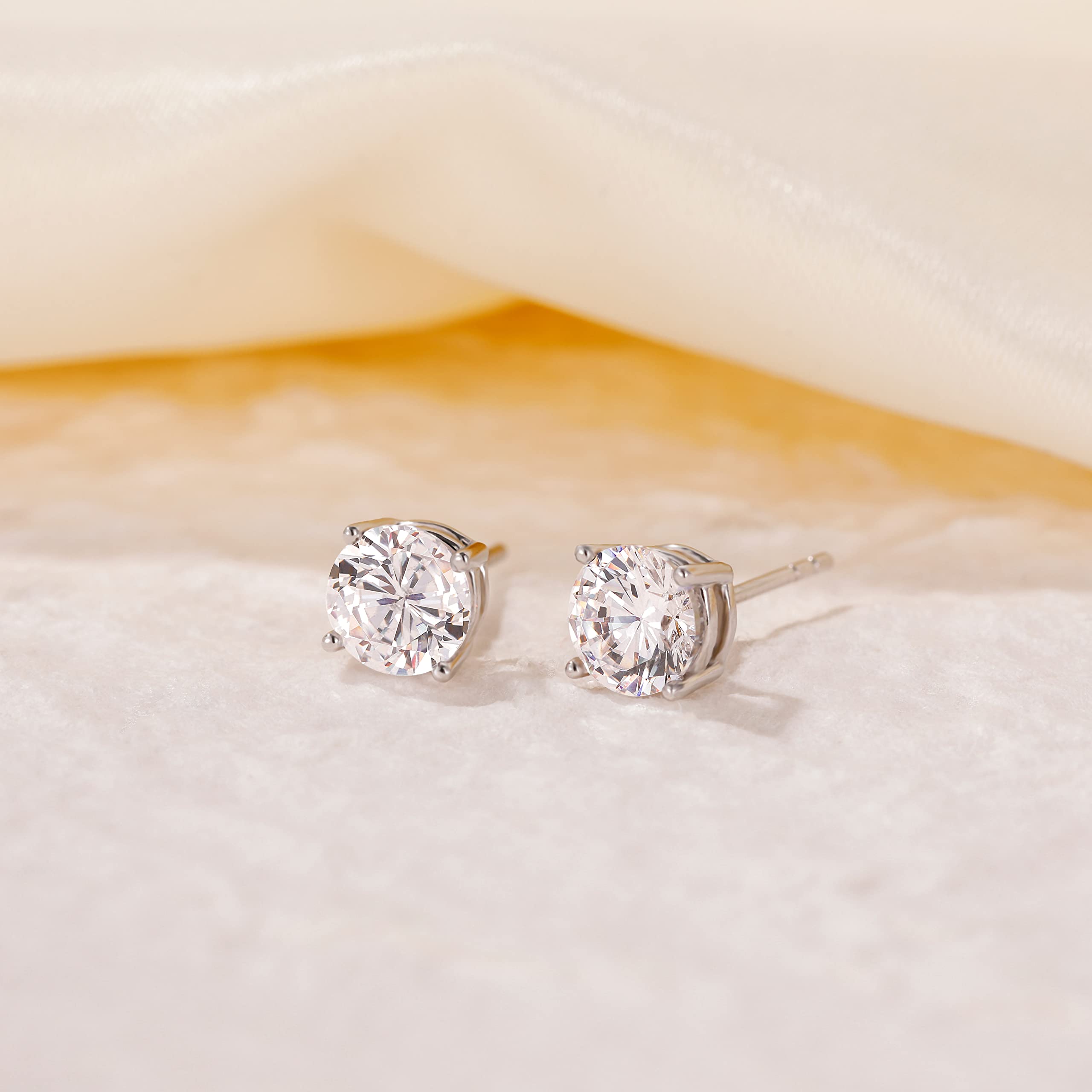 EAMTI 1 CT*2 Round Cut 925 Sterling Silver Cubic Zirconia Stud Earrings for Women CZ Stud Small Cute Earrings Hypoallergenic EAMTI 1 CT*2 Round Cut 925 Sterling Silver Cubic Zirconia Stud Earrings for Women CZ Stud Small Cute Earrings Hypoallergenic