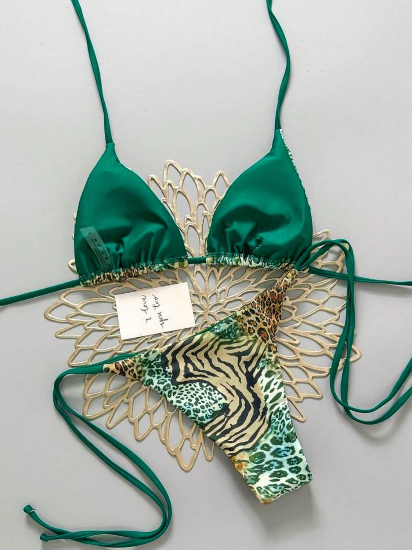 2026 Sexy Vintage Leopard Print Pattern Bikini 2 Pieces Set For Women