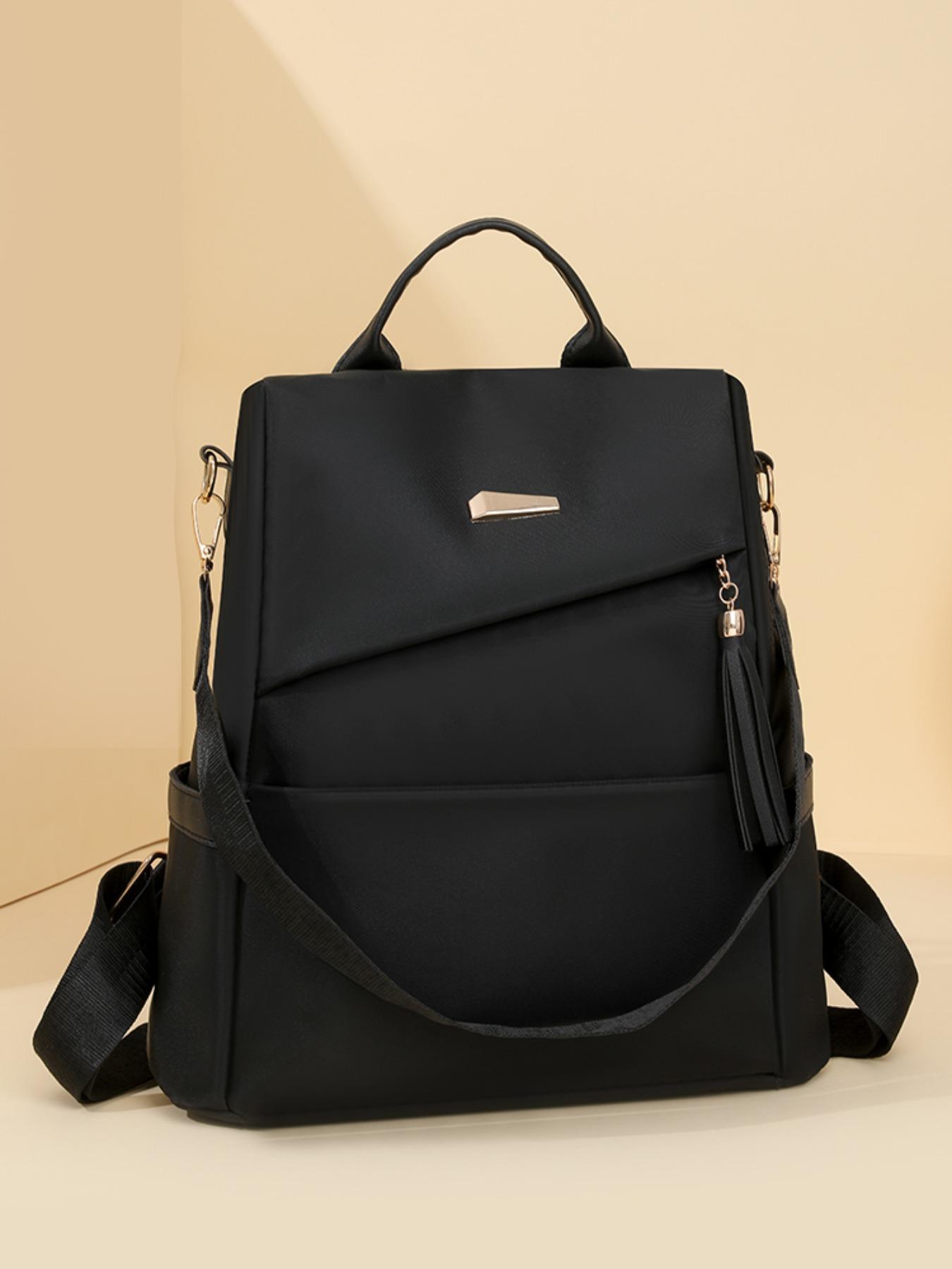 Women's Anti-Theft Backpack, Geometric Patchwork Design, Large Capacity Waterproof Bag, Casual Style for All Seasons