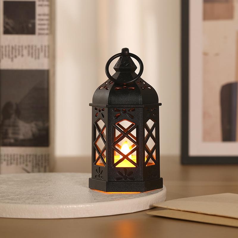 1/3Pcs/Set Ramadan Decorative Small Lanterns, Retro LED Electronic Candle-style Wind Lamps for Atmosphere, Eid al-Fitr Glowing Portable Lanterns, Hanging Lights for Festival Party Ambiance, Home Decoration