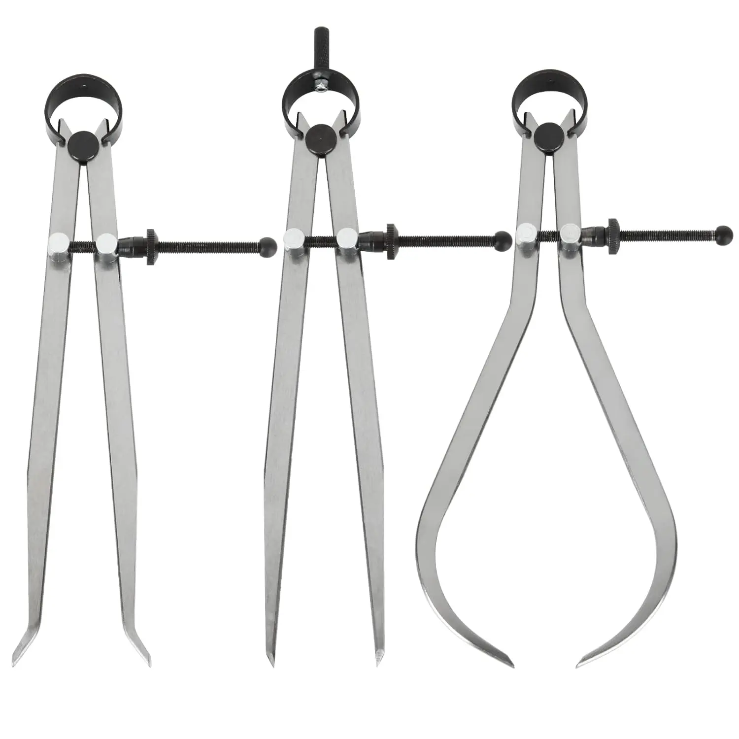3 count 8 Inch Long Spring Caliper Set, Carbon Steel Outside Divider Caliper Compass, Calipers Measuring Tool for  Turning Lathe Projects