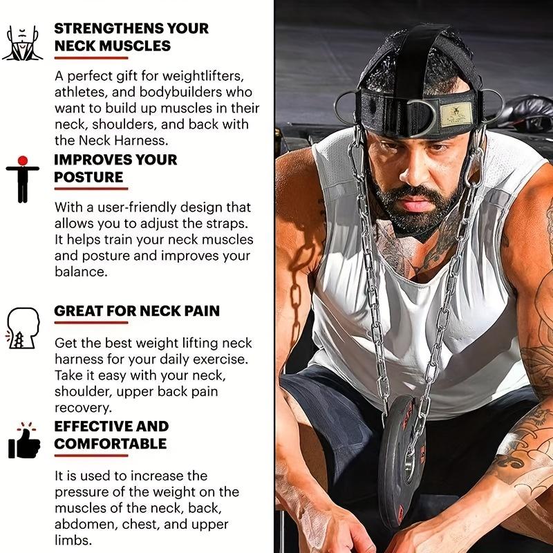 Adjustable neck strap, suitable for weight training, neck strengthening and resistance training, weightlifting headband, very suitable for fitness enthusiasts, essential for fitness, Workout Equipment
