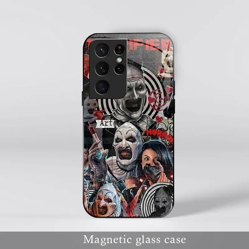 Classic Horror Movie Magnetic Case for Galaxy S21 Ultra 5g, Slasher Clown Mask Tempered Glass Charging Phone Cover ----975