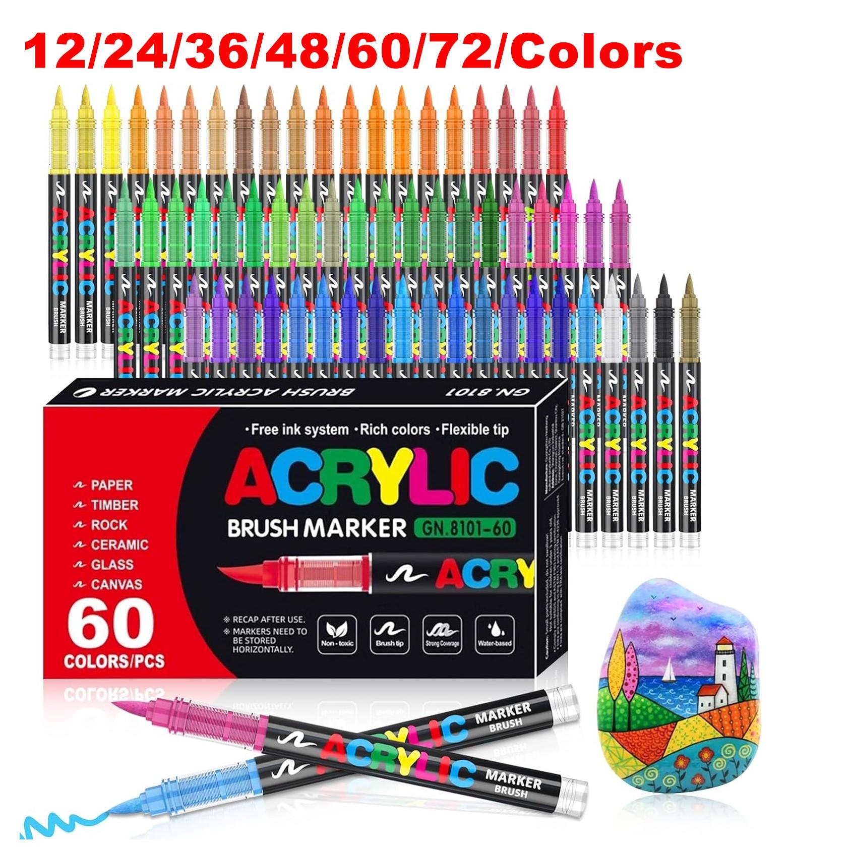 12-72 Colors Acrylic Paint Markers for Rock Painting Acrylic Markers ...