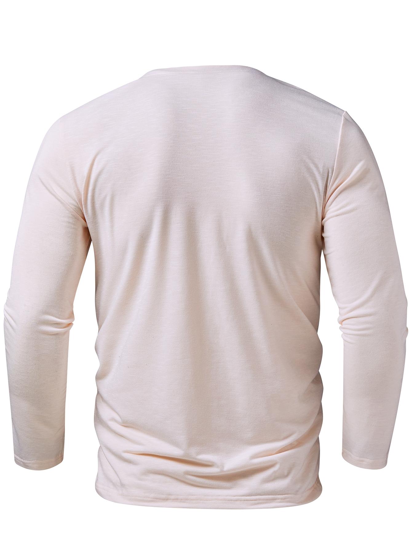 Elegant Men's Henley Shirt, Unique Print, Breathable Polyester Fiber, Button Details, Suitable for All Seasons, Henley Shirt