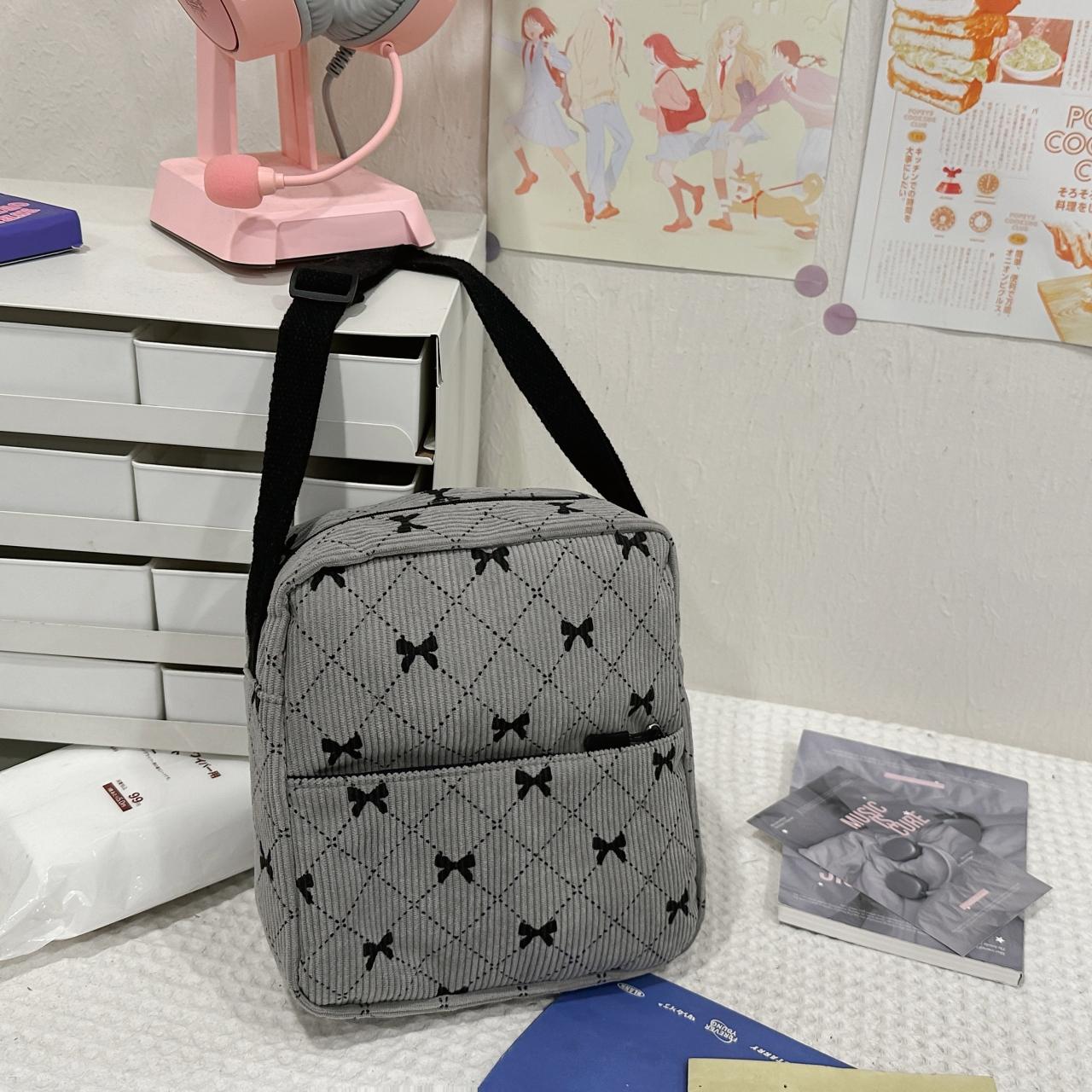 2026 New College Style Cute Bow Corduroy Backpack Shoulder Bag, Versatile Crossbody Small Bag, Multiple Colors Available, Three-Piece Set