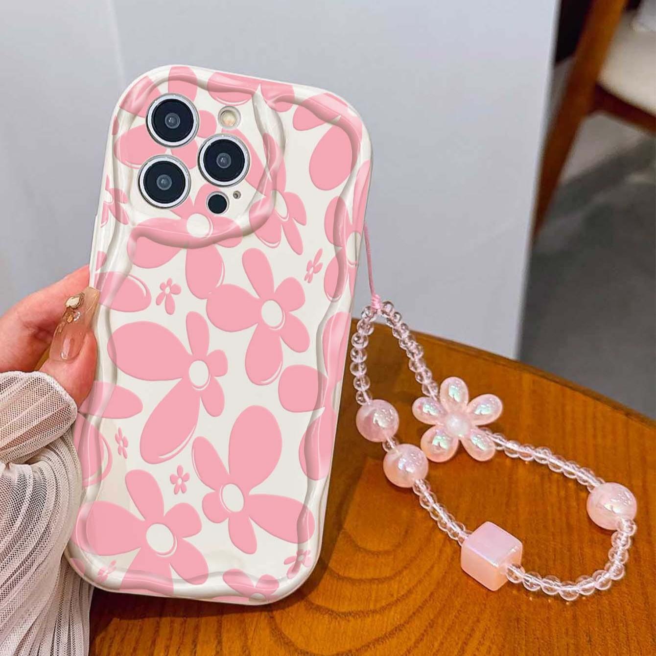 Flower Pattern Tpu Phone Case, Shockproof Wave Edge, Compatible with Apple iPhone 17 Pro Max, 16, 15, 14, 13, 12 Pro Max, XR, XS