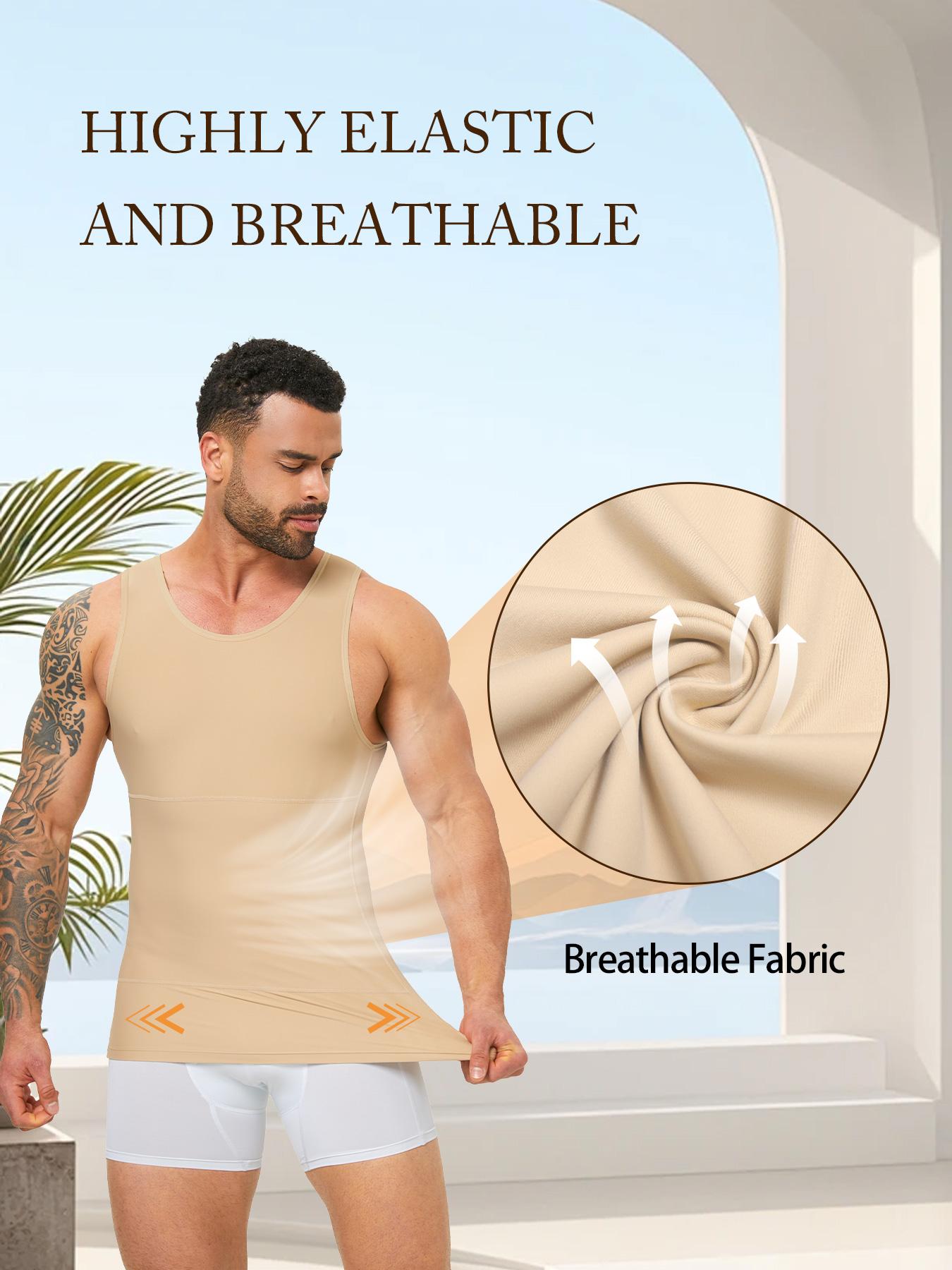 Men's Solid Color Plain Compression Shaper Top, Waist Trainer Vest, Waistline Shaper, High-Stretch Tummy-Control Shapewear Tank Top for Men, Compression Tops
