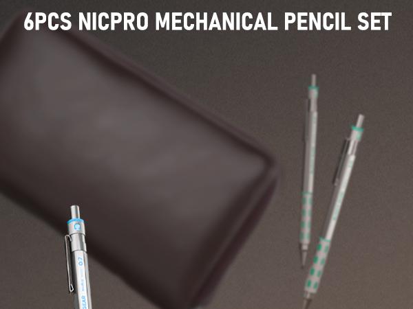 Nicpro 36 Packs Art Mechanical Pencils Set with Case, 3Pack Metal Drafting Pencil 0.5, 0.7, 0.9mm, 3Pack 2mm Lead Holder for Drawing Sketching with 20 Tubes (6B 4B 2B HB 2H 4H Colors) Lead Refills