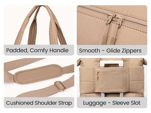 LOVEVOOK Travel Duffle Bag for Women, 3Pcs Puffer Large Weekender Overnight Bag with Shoe Compartment, Water Resistant Gym Duffel Bag, Carry on Bag for Hospital Delivery with Toiletry Organizer TikTokShopStockUp