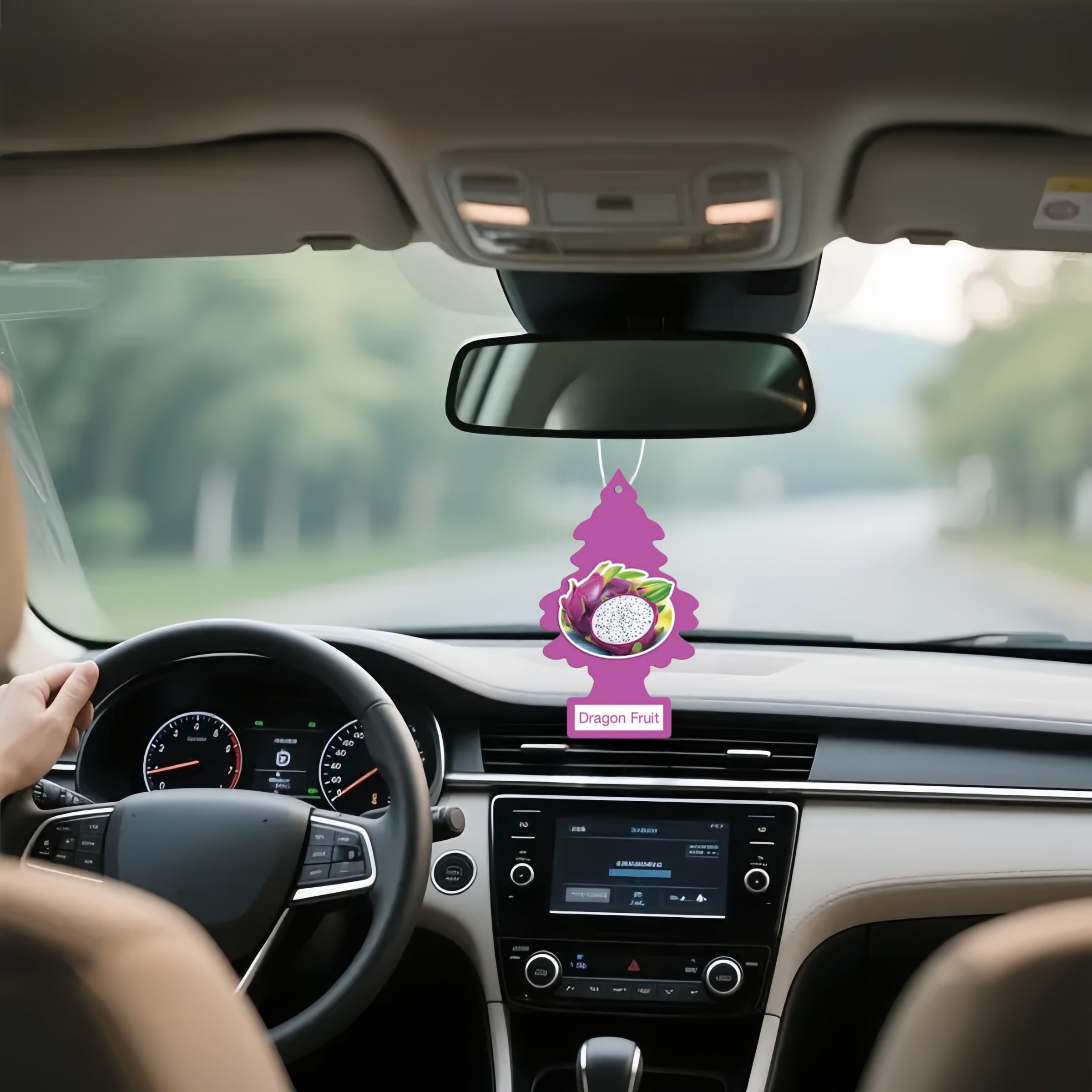 Little Trees Car Air Freshener Hanging Pendants, Car Scents, Long-Lasting Scent, Suitable for Cars and Home, Dragon Fruit Fragrance, 6 Pieces Pack
