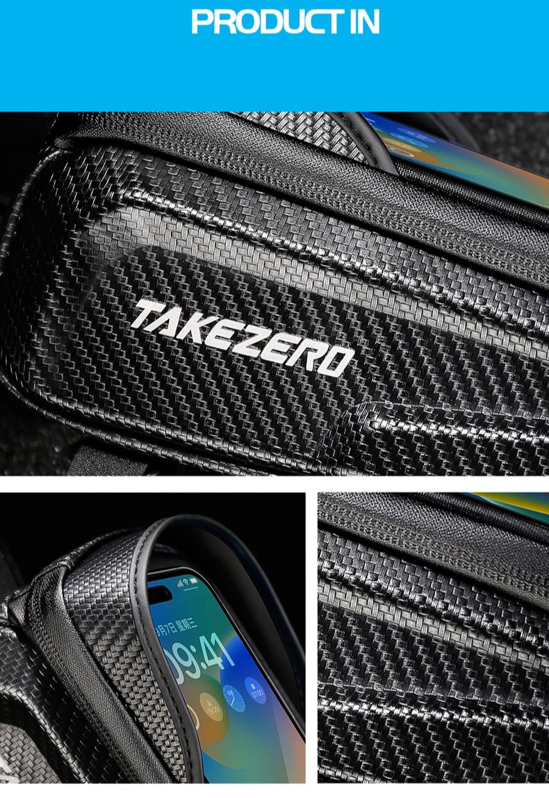 TAKEZERO Bicycle Front Top Tube Bag Touch Screen Bicycle Frame Bag Bicycle Bag 1L Large Capacity Adjustable Cycling Bag Bicycle Accessories