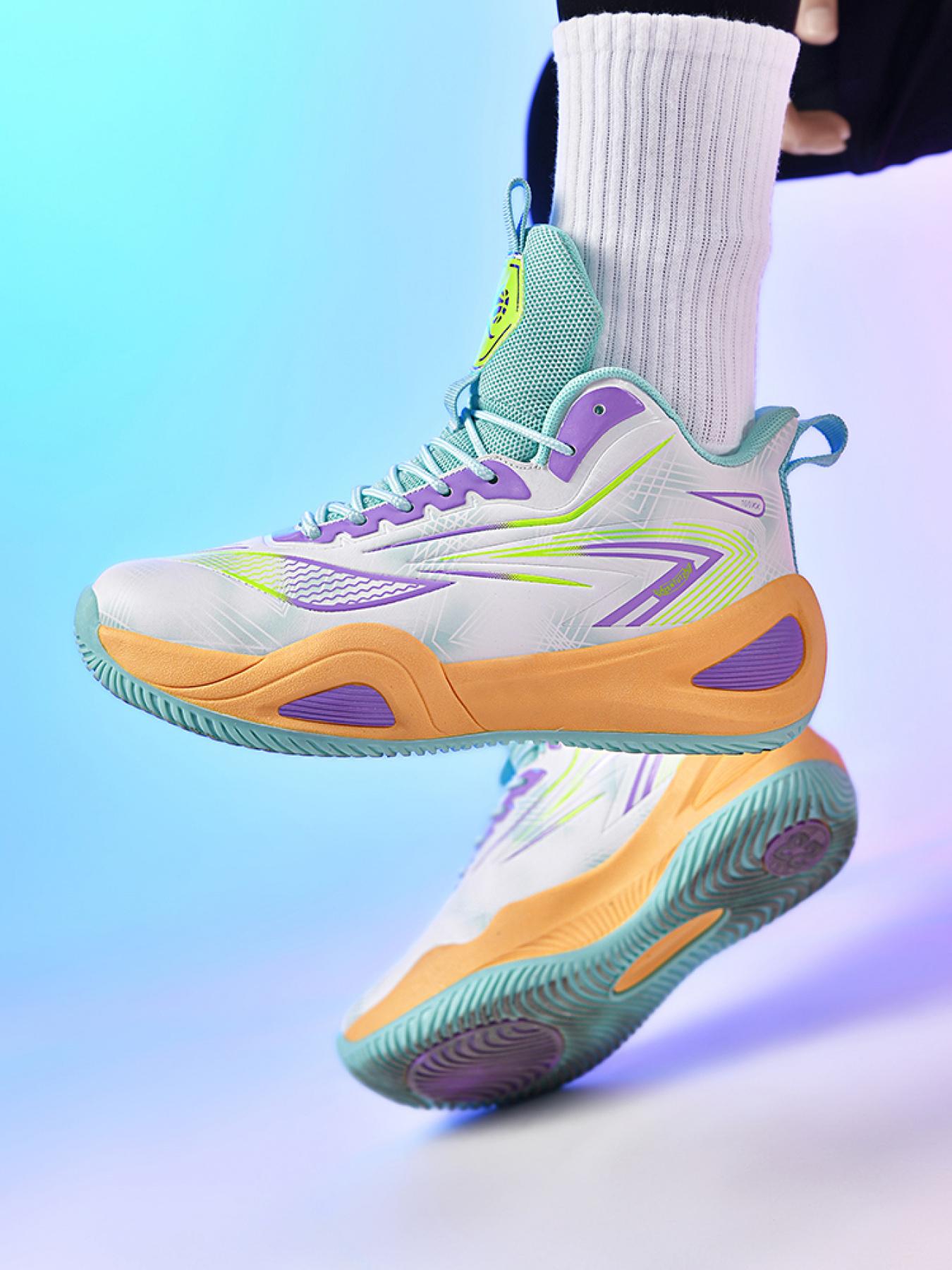 Pink White Pattern Unisex Basketball Shoes Trendy Sporty Design Wear-Resistant Cushion Support Eye-Catching Style for Basketball & Streetwear