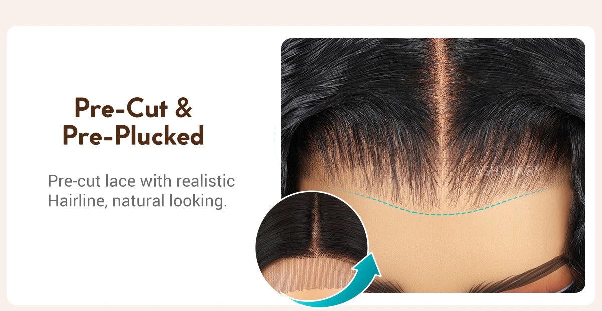 Ashimary 250% Density Glueless Ready To Go Wig- Pre Styled Side Part Body Wave Layer Cut 6x4.5 Lace Closure Bob Wig Invisi-Drawstring Ready to Go Short Bob Wigs Pre Everything Human Hair Wigs Pre Plucked Pre Cut For Black Women SpringStatements