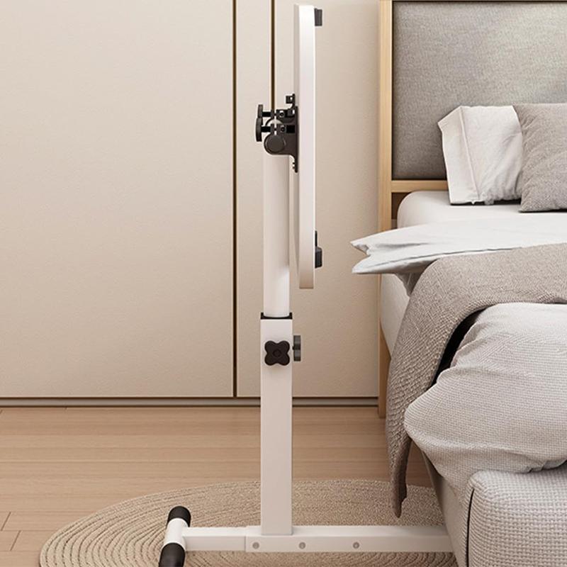 Foldable Standing Desk with Wheels, 27.2-35.4" Height Adjustable Mobile Overbed Tables, Metal Frame Portable Laptop Desk Bedroom Aids Hospital Bed Table for Home Hospital