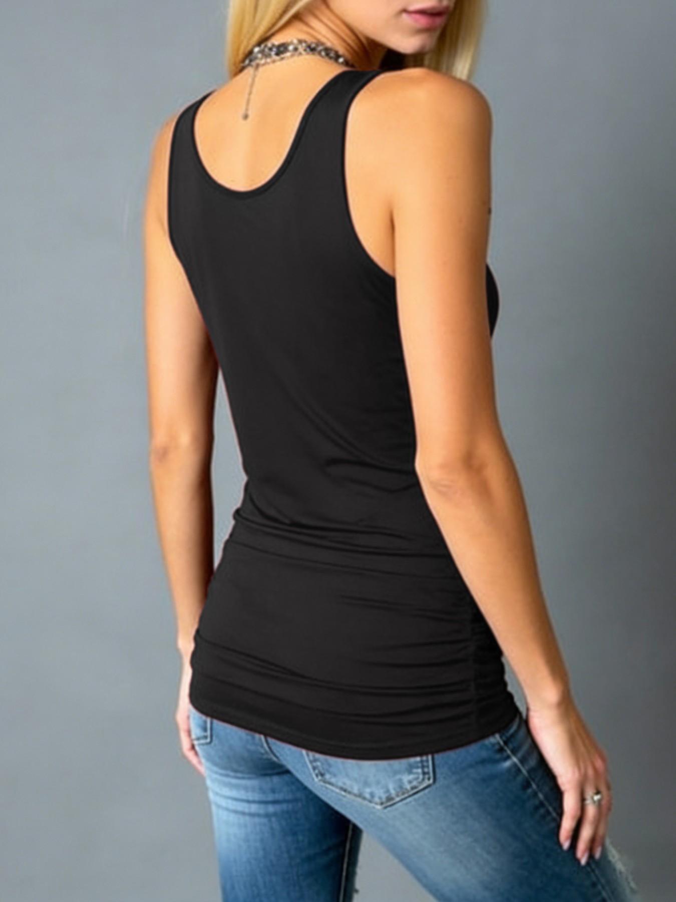 Women's Cut Out Sleeveless Tank Top with Ruched Sides, Soft Comfortable Fabric for Casual Daily Wear, Stylish and Versatile