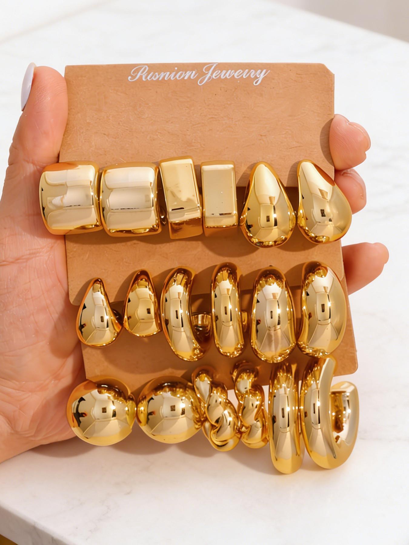 Fashion Earrings Set, Ccb Earrings Large Set, C-Shaped Earrings, Teardrop Earrings, Elegant for Daily Wear, Parties, Vacations