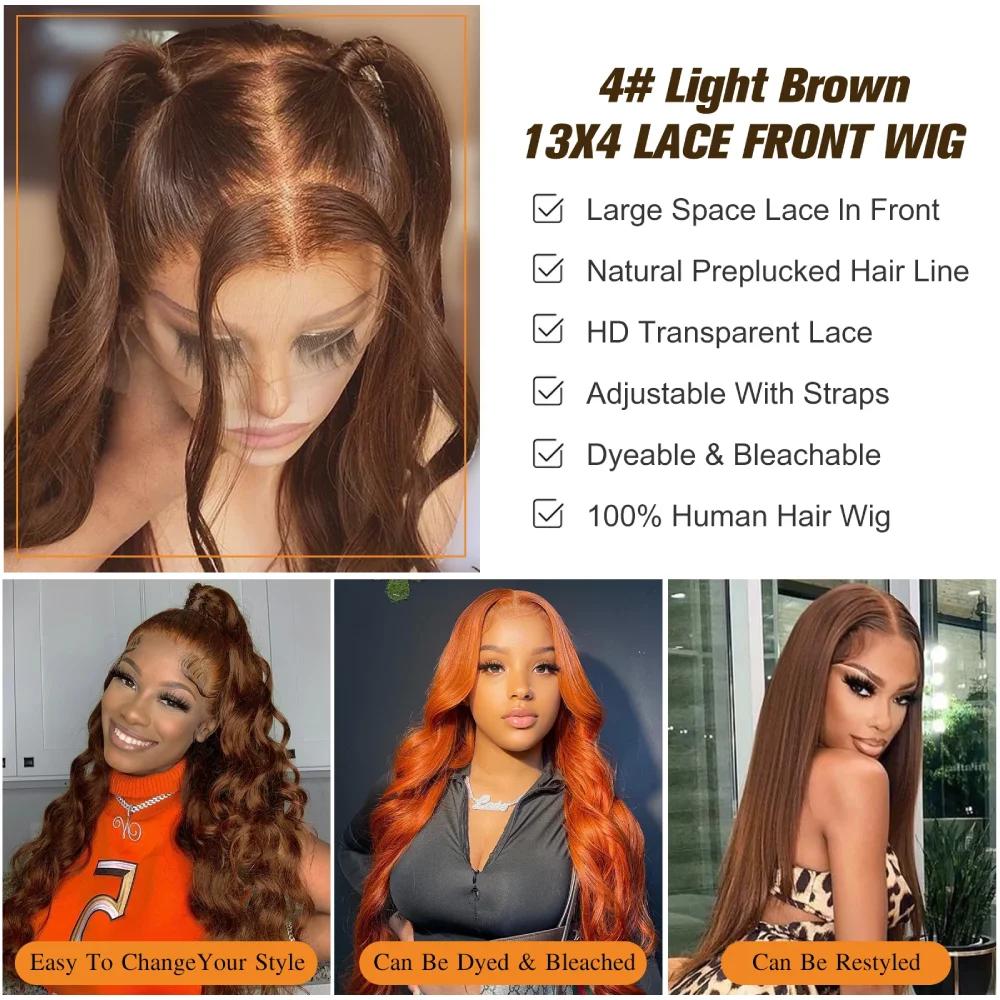 Bling Hair 180 Density 30 32Inch Chocolate Brown Color 13x6 Body Wave Lace Front Wig 13x4 Hd Transparent Lace Frontal Human Hair Wig For Black Women
