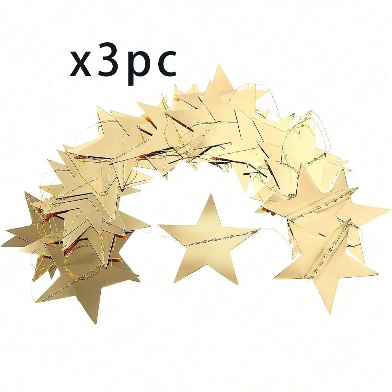 Star ornament, glittering gold double-sided star banner, 157 inches long, small star paper hanging decoration, suitable for Valentine's Day, graduation ceremony, birthday, wedding and all kinds of party backdrops and decorations.