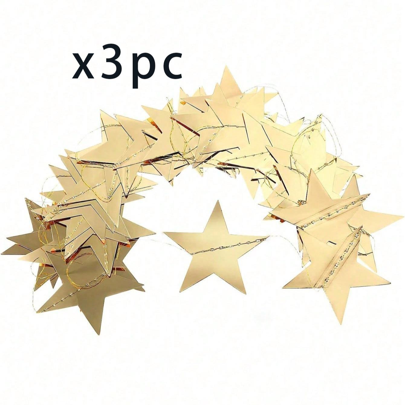 Star ornament, glittering gold double-sided star banner, 157 inches long, small star paper hanging decoration, suitable for Valentine's Day, graduation ceremony, birthday, wedding and all kinds of party backdrops and decorations.