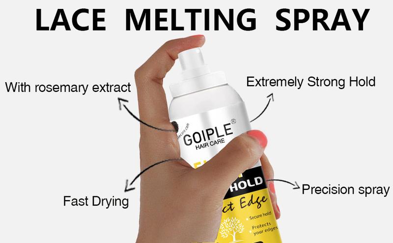 Melting Spray for Lace Wigs - Strong Hold Hair Adhesive for Extensions Edge Control and Wax Stick Gel No Residue Fast Drying Straightening Clear