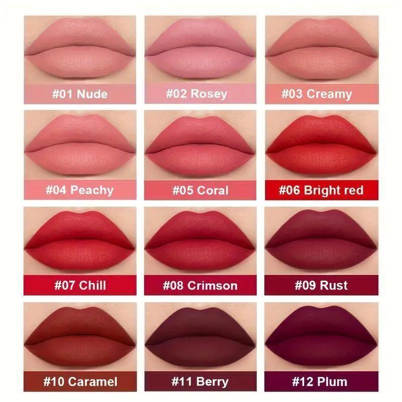6-Piece Matte Lip Gloss Set, Includes Matte Glaze and Milk Tea Color, Non-Sticky Matte Lip Gloss, Perfect Mother's Day Gift