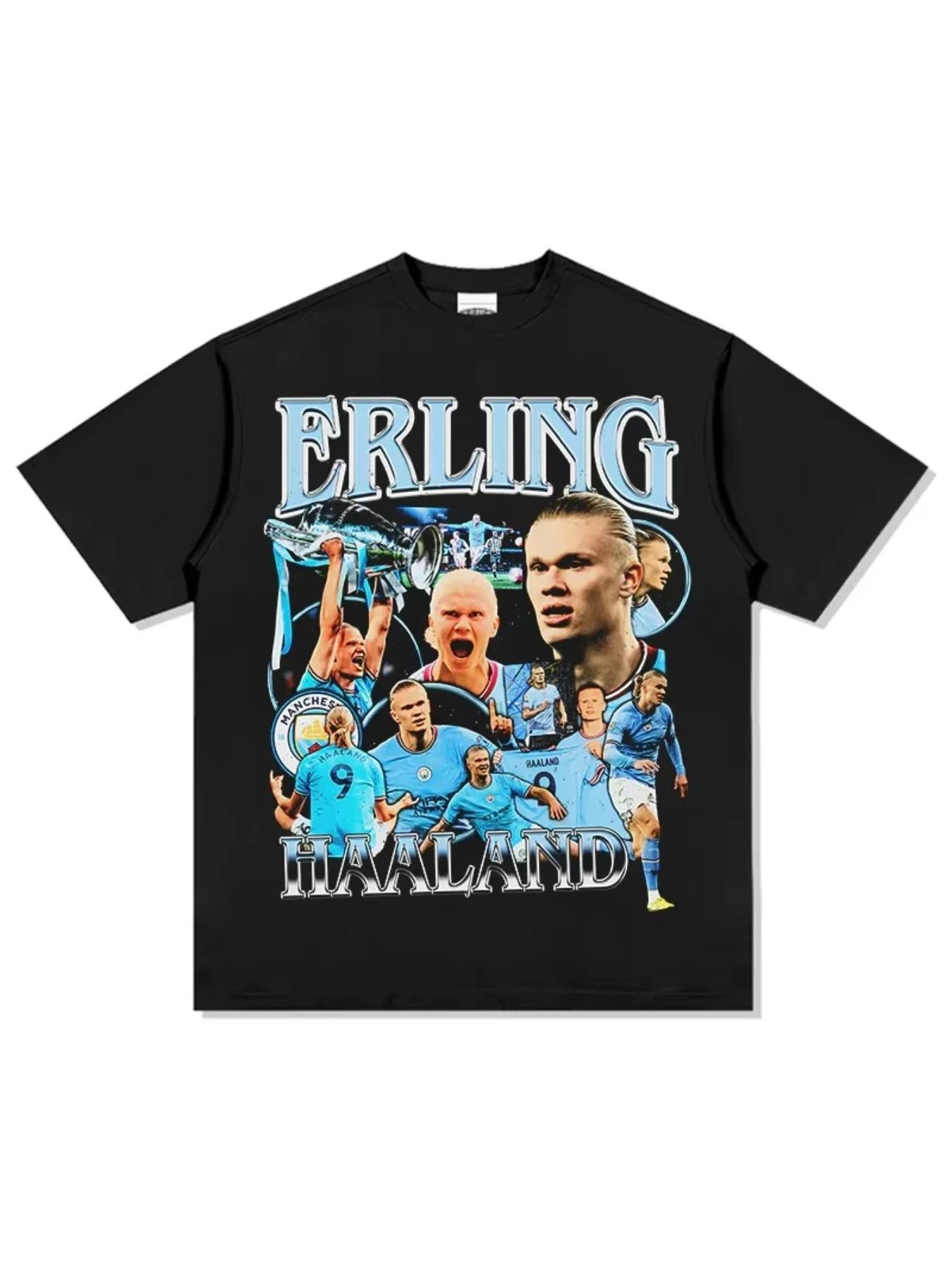 2026 Summer New Men's Top Erling Haaland Printed Y2K T-shirt Summer Sports Fashion Casual Short Sleeve T-shirt Men's and Women's Top Soft Skin friendly Suitable for All Seasons