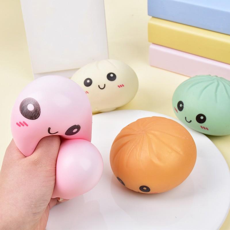 Cute Steamer Basket Emoticon Bun, Soft Bounce Desk Decoration, Squishies, Office Stress Relief Toy, Prank Gag Gift, Perfect for Gifts, Stress Ball, Decompression Squeeze
