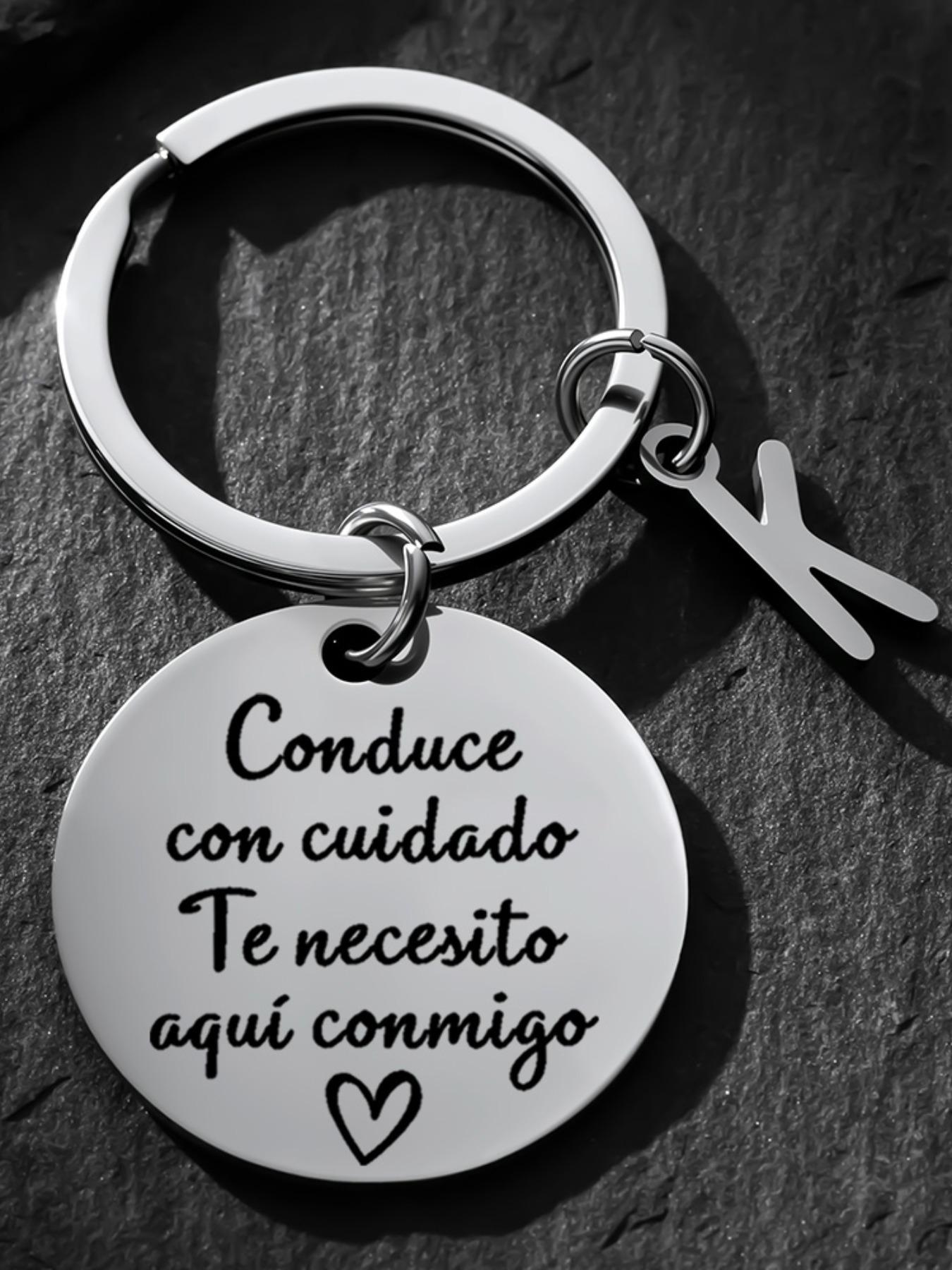 Drive Safe Keychain, Engraved Key Ring, Personalized Initial A, Stainless Steel, Romantic Gift for Boyfriend Husband, Birthday Anniversary Gift