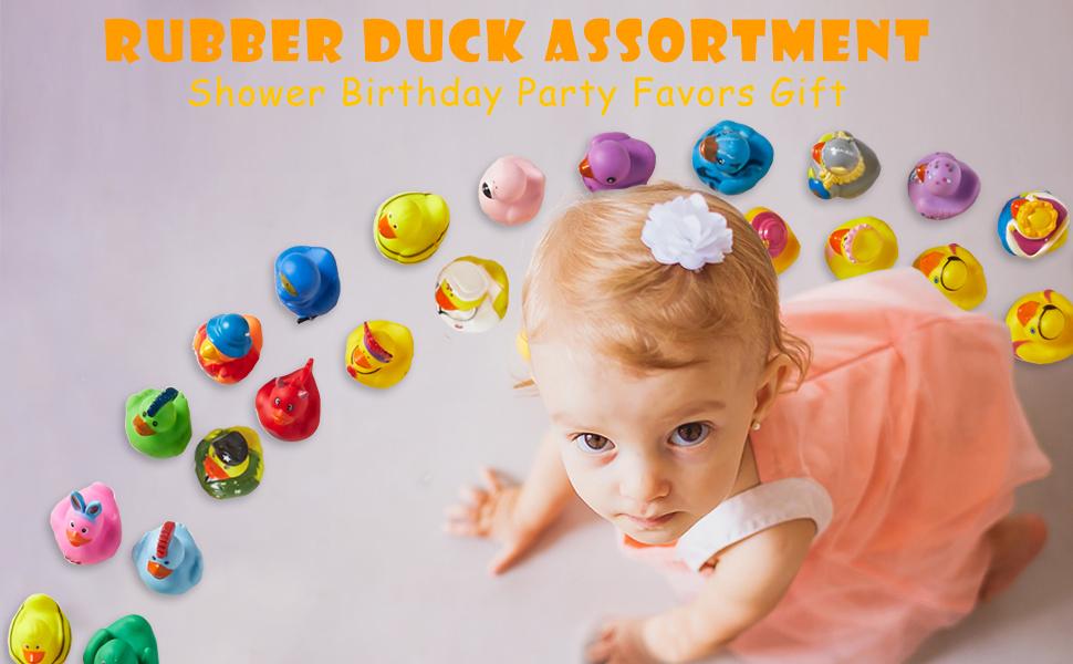 100 Pack Rubber Duck for Jeeps Ducking - 2" Bulk Floater Duck for Kids - Baby Bath Toy Assortment with Bag - Party Favors, Bath Time, Birthdays, and More (100 Varieties)