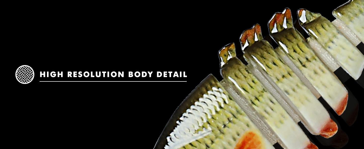 TRUSCEND Easy Catch SwimMax Lures with BKK Hooks 3D Realistic Eyes ABS Material 6 Segments for Bass Trout Walleye Ultra Sharp Treble Hooks Lifelike Fishing Baits