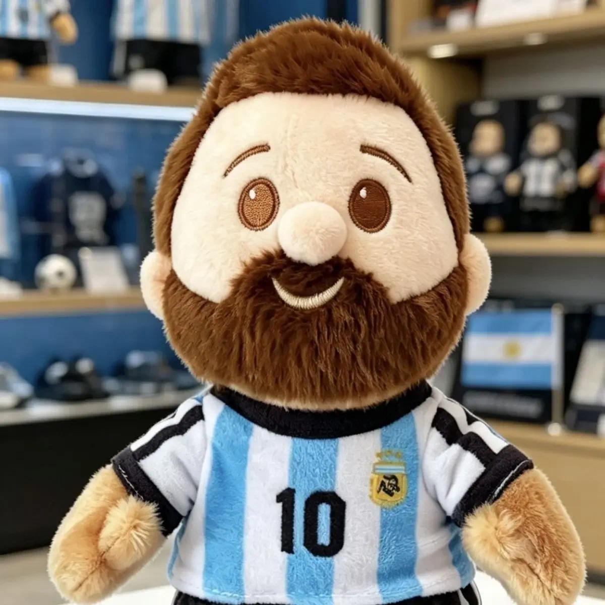 17CM Messi Plush Doll Cute Football Star Fluffy Toy Stuffed Keychain Pendant for Fans Holiday Birthday Gift