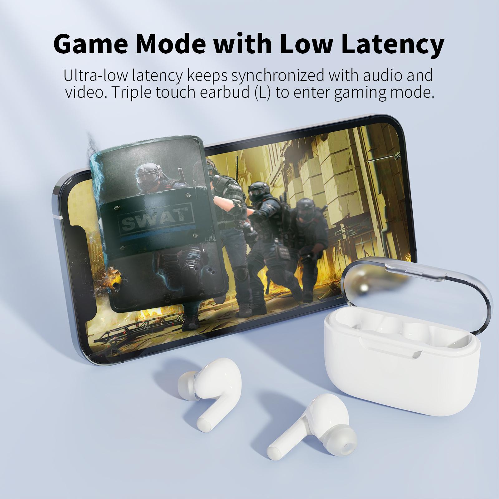 In Ear Headphones, Wireless Headphones 25H Playtime with Deep Bass Stereo Sound Low Latency Game Mode and Environmental Call Noise Cancellation Sports Earbuds Bluetooth 5.3 Earphones c30i