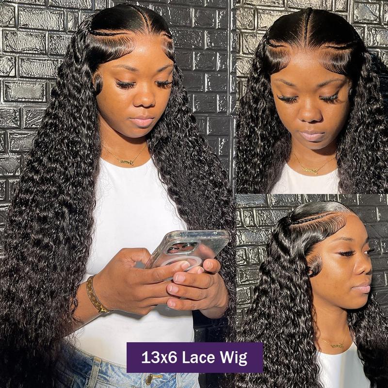 Bling Hair Human Hair Wig Deep Wave 13x4 Lace Frontal Wig Pre Plucked Bleached Knots Wigs 13x6 Deep Wave Frontal Wig 180% Density For Women