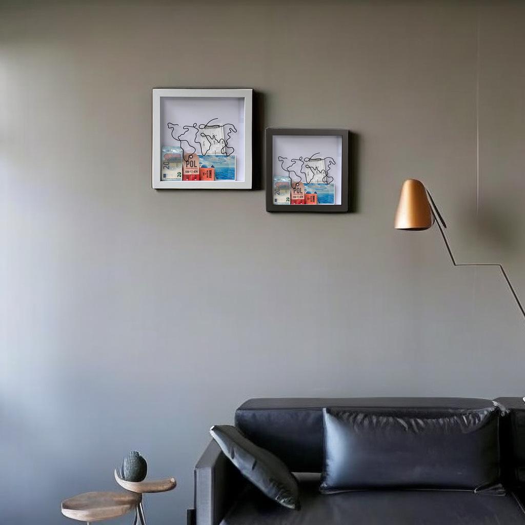 Ticket Storage Box Postcard Souvenir Money Box Map Frame Coin Bank Ticket Holder Display Case Collectible Ornament Small Size 20cm X Cm Large Size 30cm X 30cm