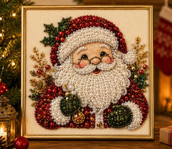 Frameless 3D Beaded Bedazzled Kit, Xmas Theme Pearl Diamond Painting, Wreath Stocking Mosaic Art, Stress Relief DIY Indoor Recreation Home Wall Decoration