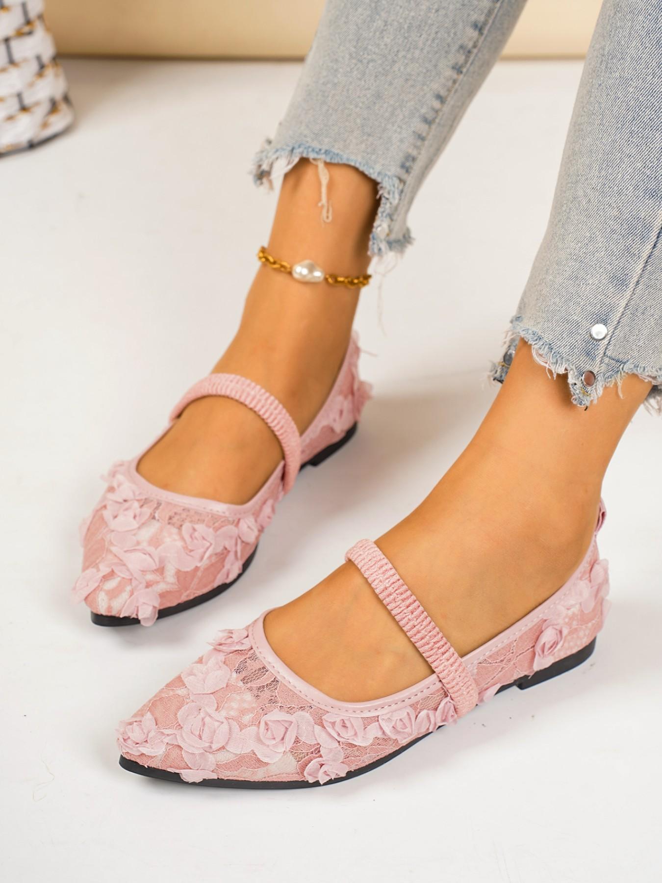 Women's Ballet Flat Shoes, Bowknot Decoration, Floral Embroidery, Breathable Mesh Upper, Square Toe, Summer Mary Jane Shoes