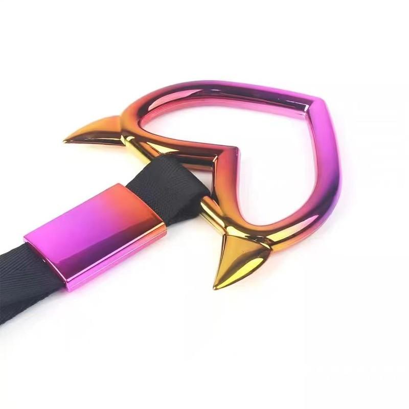 Car Gradient Demon Horn Heart Pull Ring, Interior Exterior Modification Handle Ring, Tail Hanging Decoration, Car Personalized Decor & Auxiliary Handle