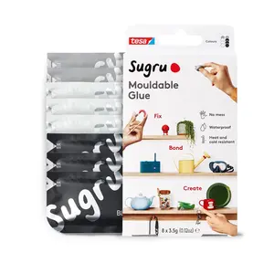 Waterproof All-Purpose Silicone Super Glue Moldable Glue for Crafting DIY Home Improvement Removable Kid-Safe Indoor/Outdoor Use 8 Pack Black White Gray 3.5g/ea